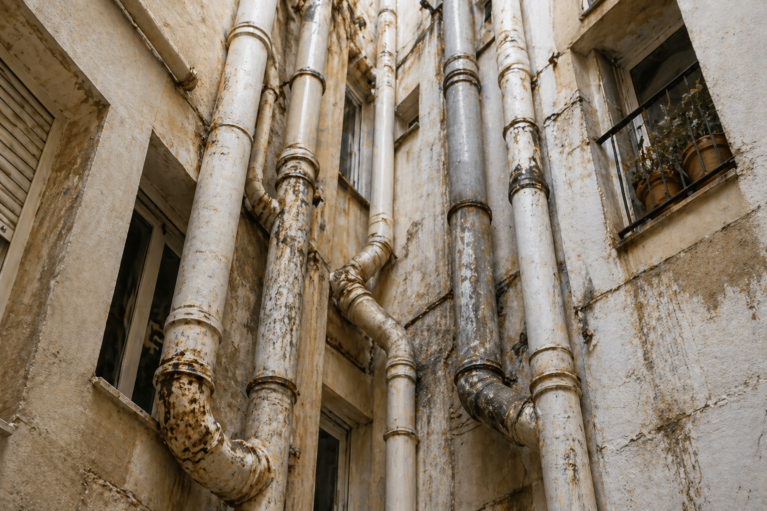 tuberías de edificios antiguos
